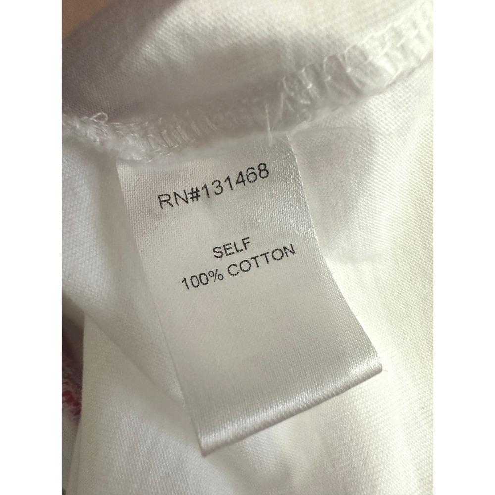 Fate White Floral Embroidered Cap Sleeve Cotton T-Shirt Sz Medium Cottagecore - Picture 7 of 8